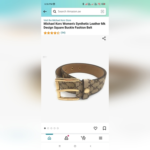 Authentic Michael Kors Womens Gold MK Buckle Belt Light Brown Signature Belt - Picture 14 of 14